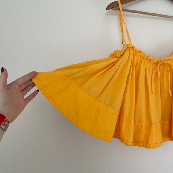 Anthropologie Pilcro Ruffled Flowy Smocked Crop Tank Top Size Large - Picture 5 of 5